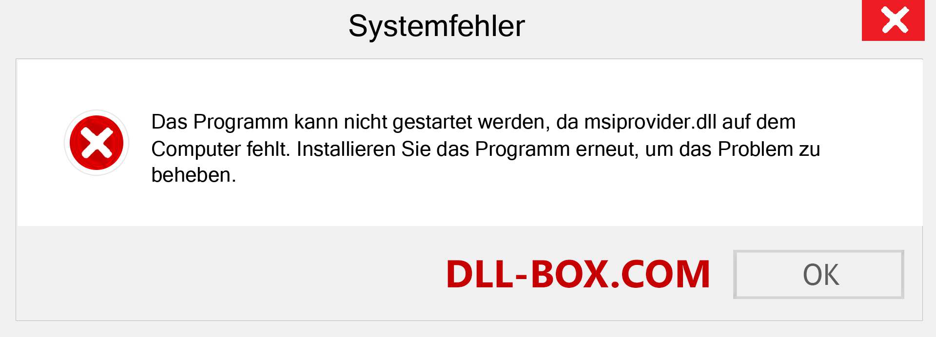 msiprovider.dll-Datei fehlt?. Download für Windows 7, 8, 10 - Fix msiprovider dll Missing Error unter Windows, Fotos, Bildern