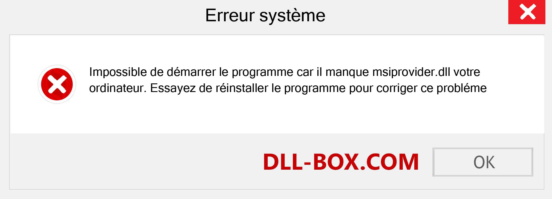 Le fichier msiprovider.dll est manquant ?. Télécharger pour Windows 7, 8, 10 - Correction de l'erreur manquante msiprovider dll sur Windows, photos, images